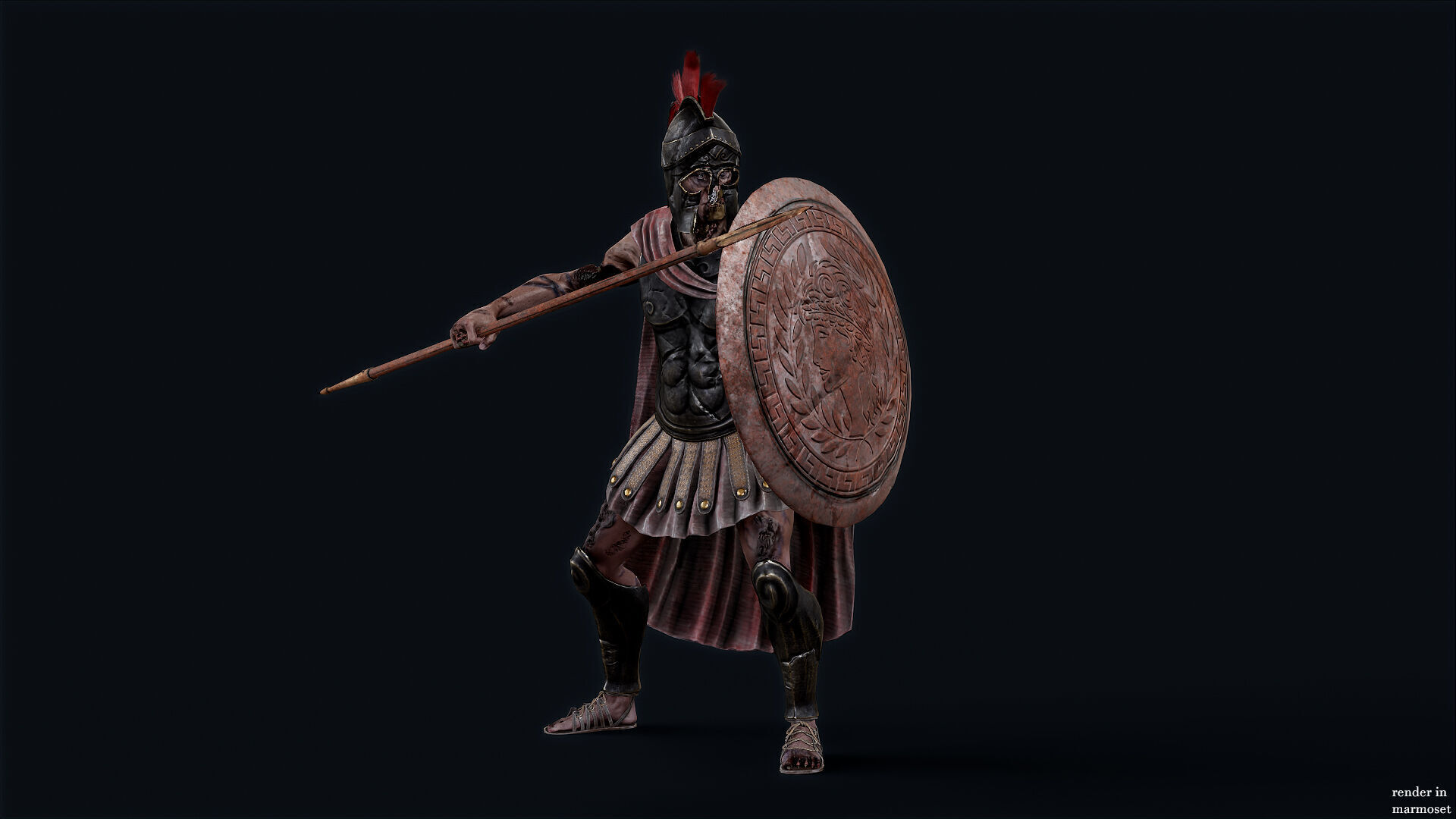 SPARTAN UNDEAD H HOPLITE  Low-poly 3D model_5