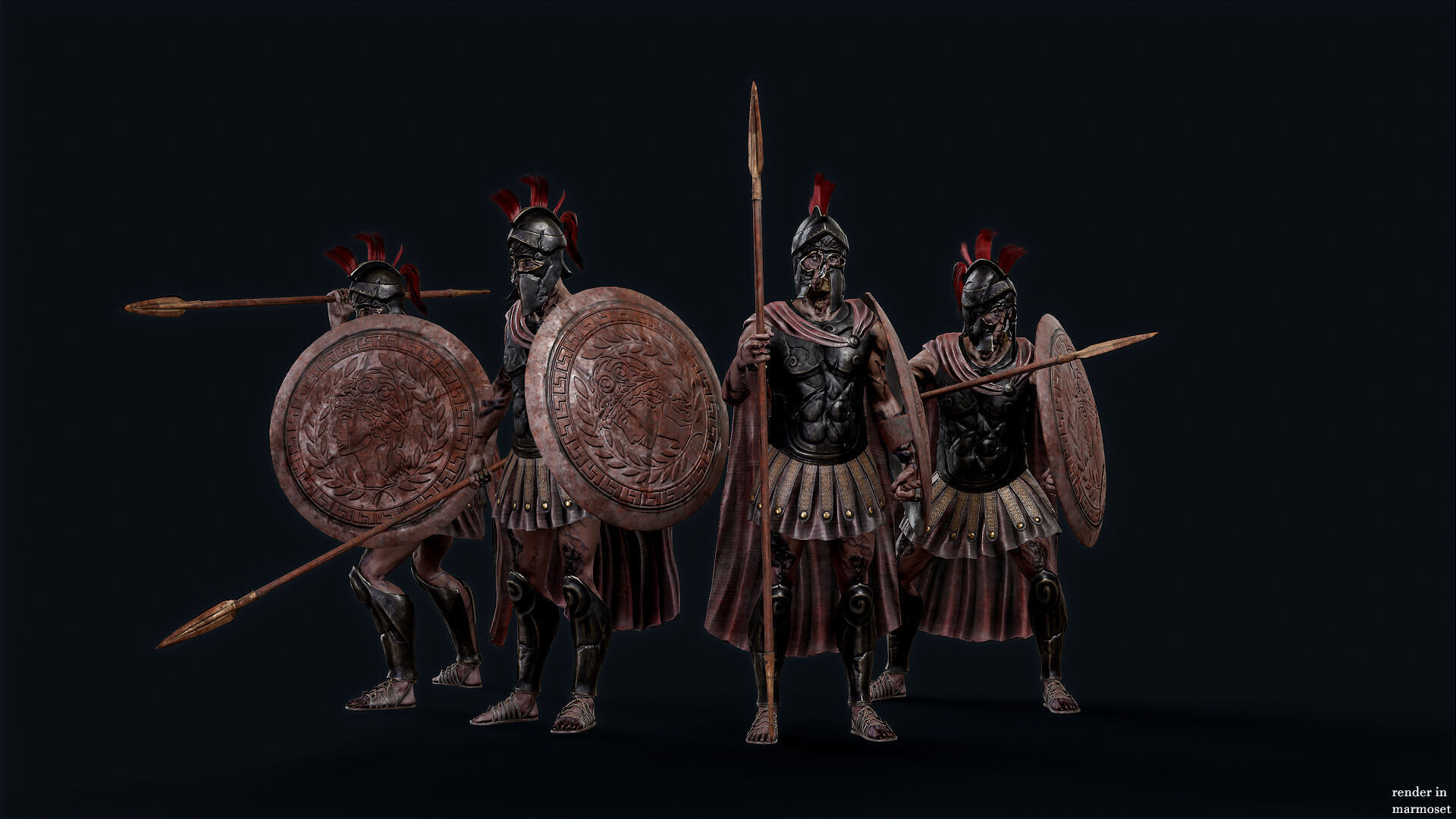 SPARTAN UNDEAD H HOPLITE  Low-poly 3D model_3