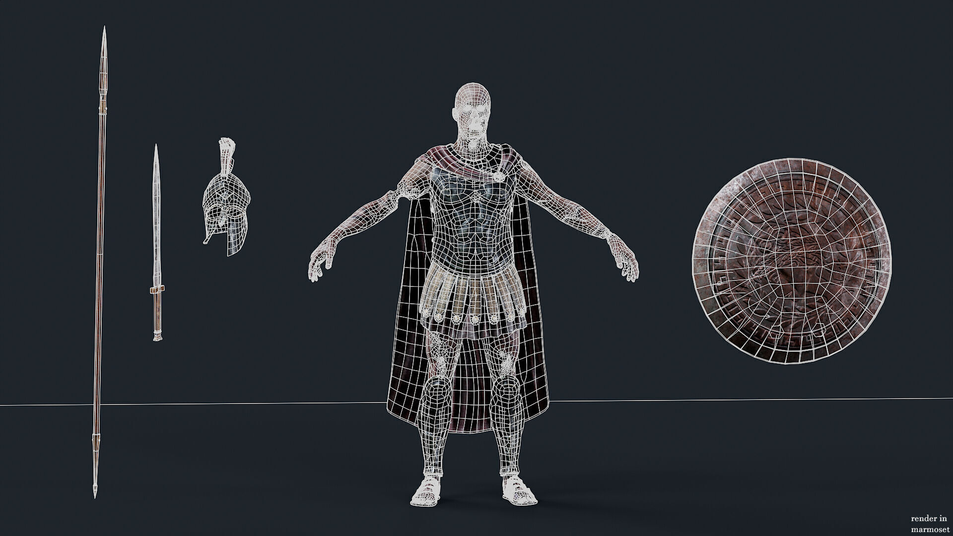 SPARTAN UNDEAD H HOPLITE  Low-poly 3D model_12