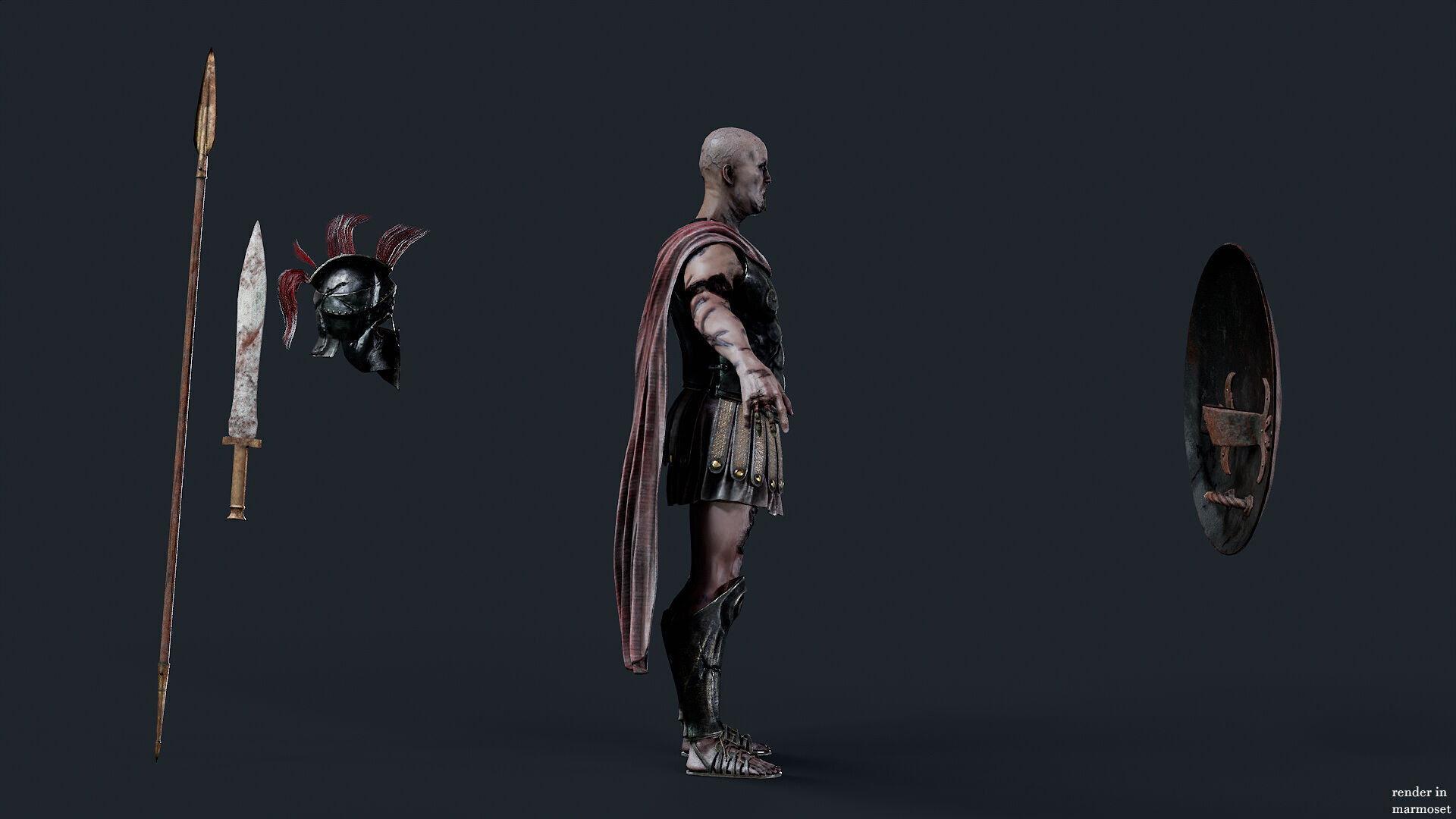 SPARTAN UNDEAD H HOPLITE  Low-poly 3D model_8