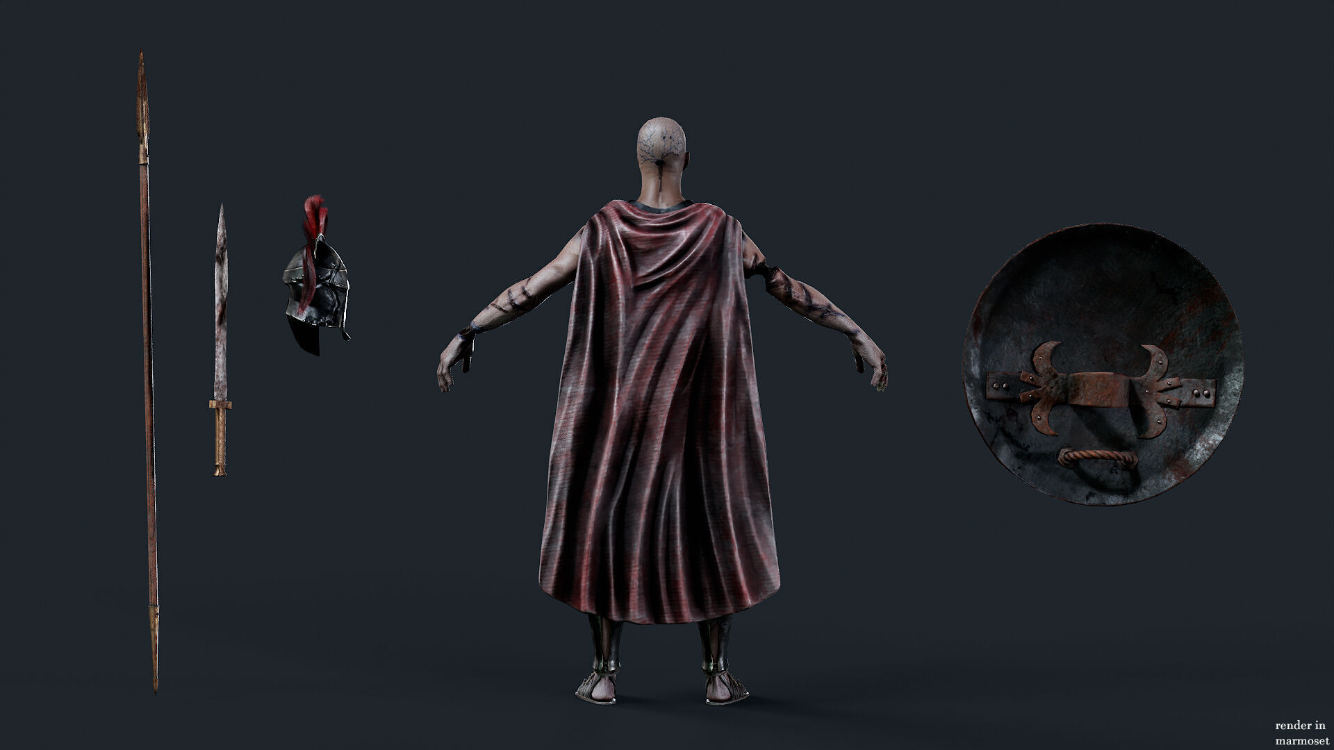 SPARTAN UNDEAD H HOPLITE  Low-poly 3D model_9