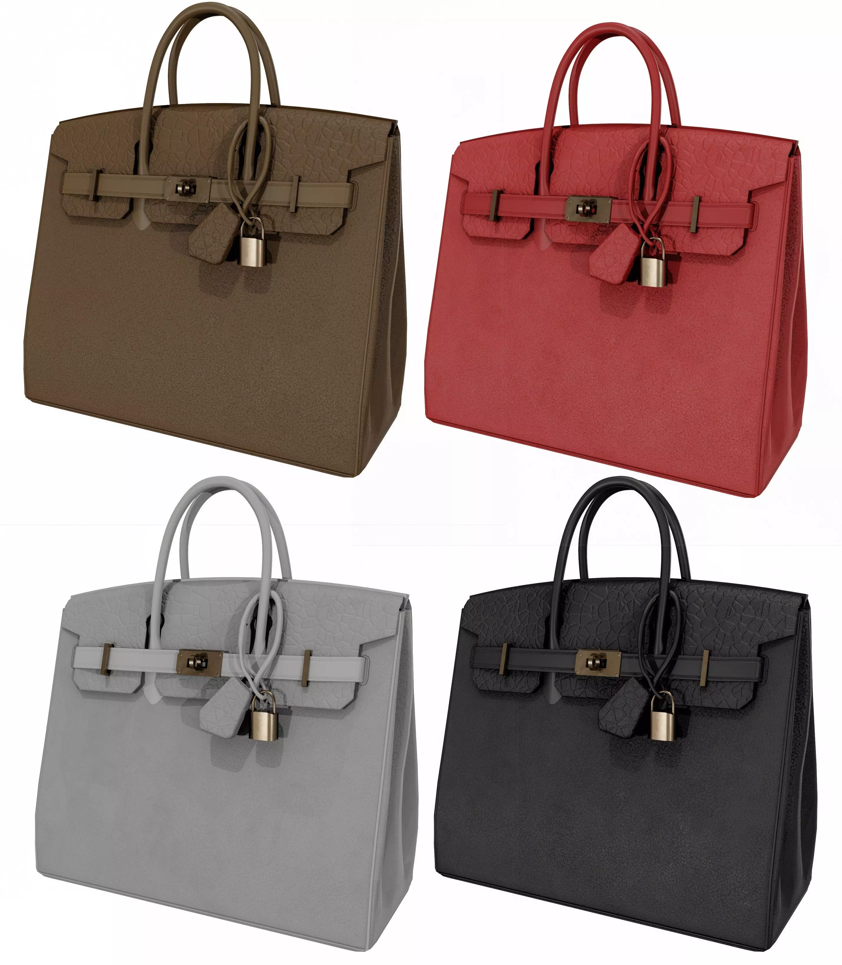 Women Handbag  4 Colors Low-poly 3D model_0