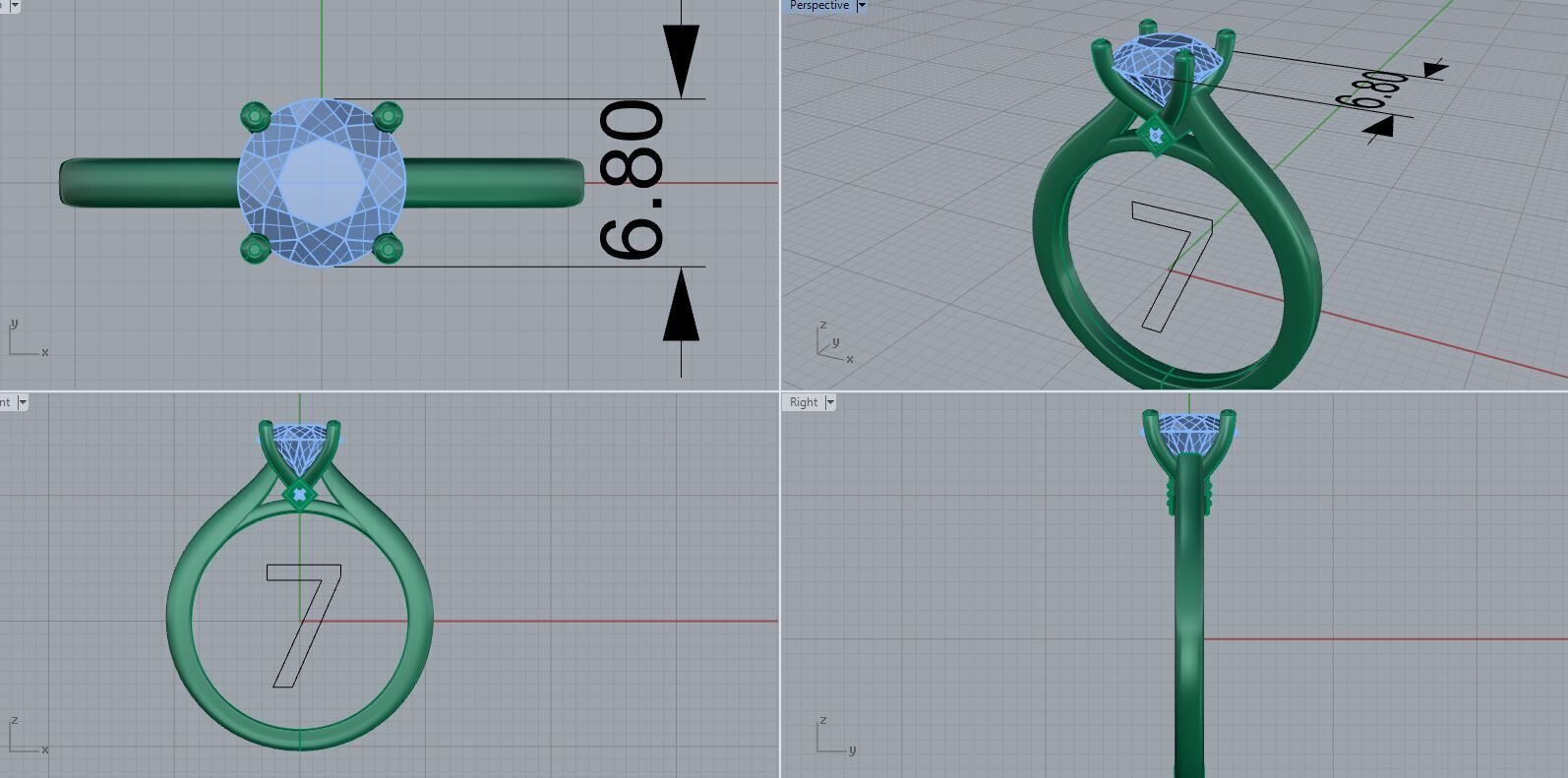 Solitaire Engagement Ring   05 3D print model_2
