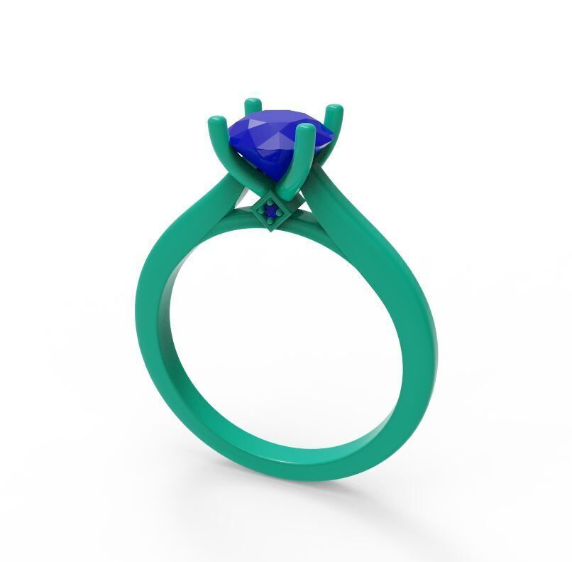 Solitaire Engagement Ring   05 3D print model_4