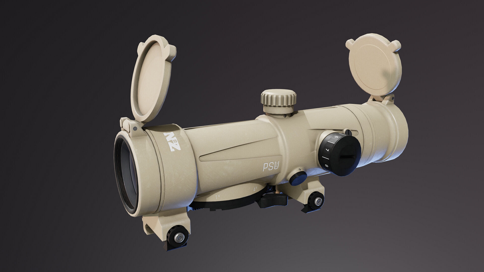 PSU 1x 4x Scope Low-poly 3D model_8