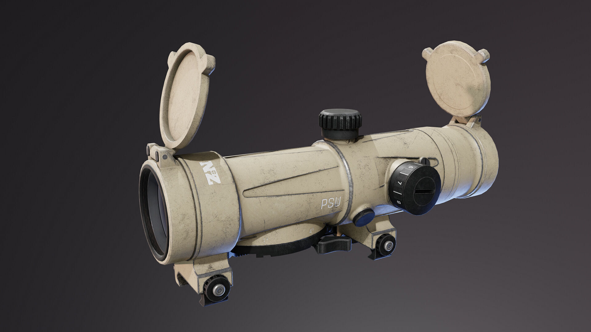 PSU 1x 4x Scope Low-poly 3D model_9