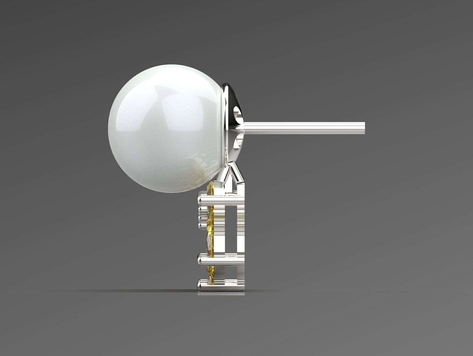 Marquise-cut pearl and diamond STL earrings pe0031 3D print model_2