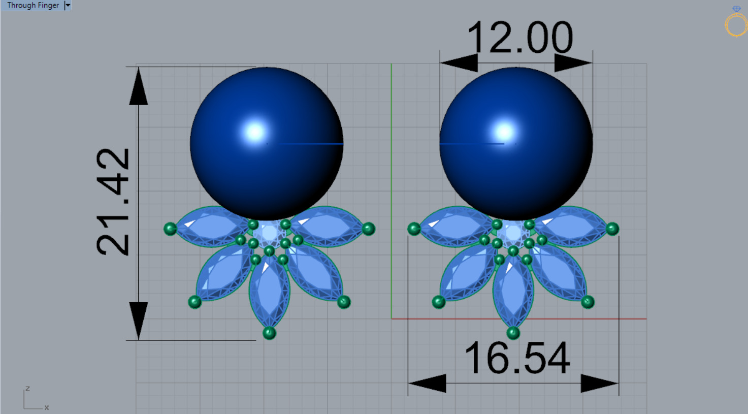 Marquise-cut pearl and diamond STL earrings pe0031 3D print model_10