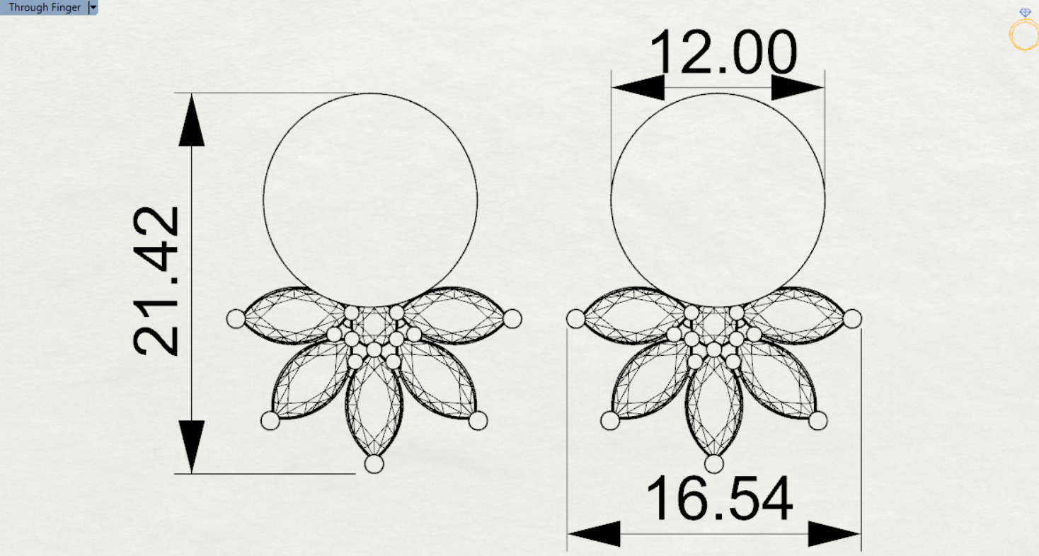 Marquise-cut pearl and diamond STL earrings pe0031 3D print model_22