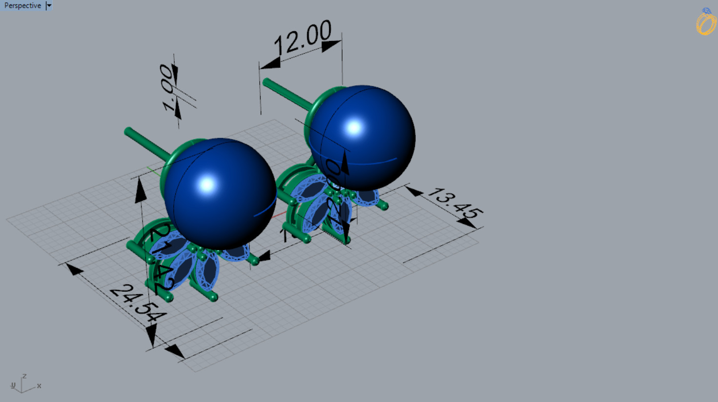 Marquise-cut pearl and diamond STL earrings pe0031 3D print model_8