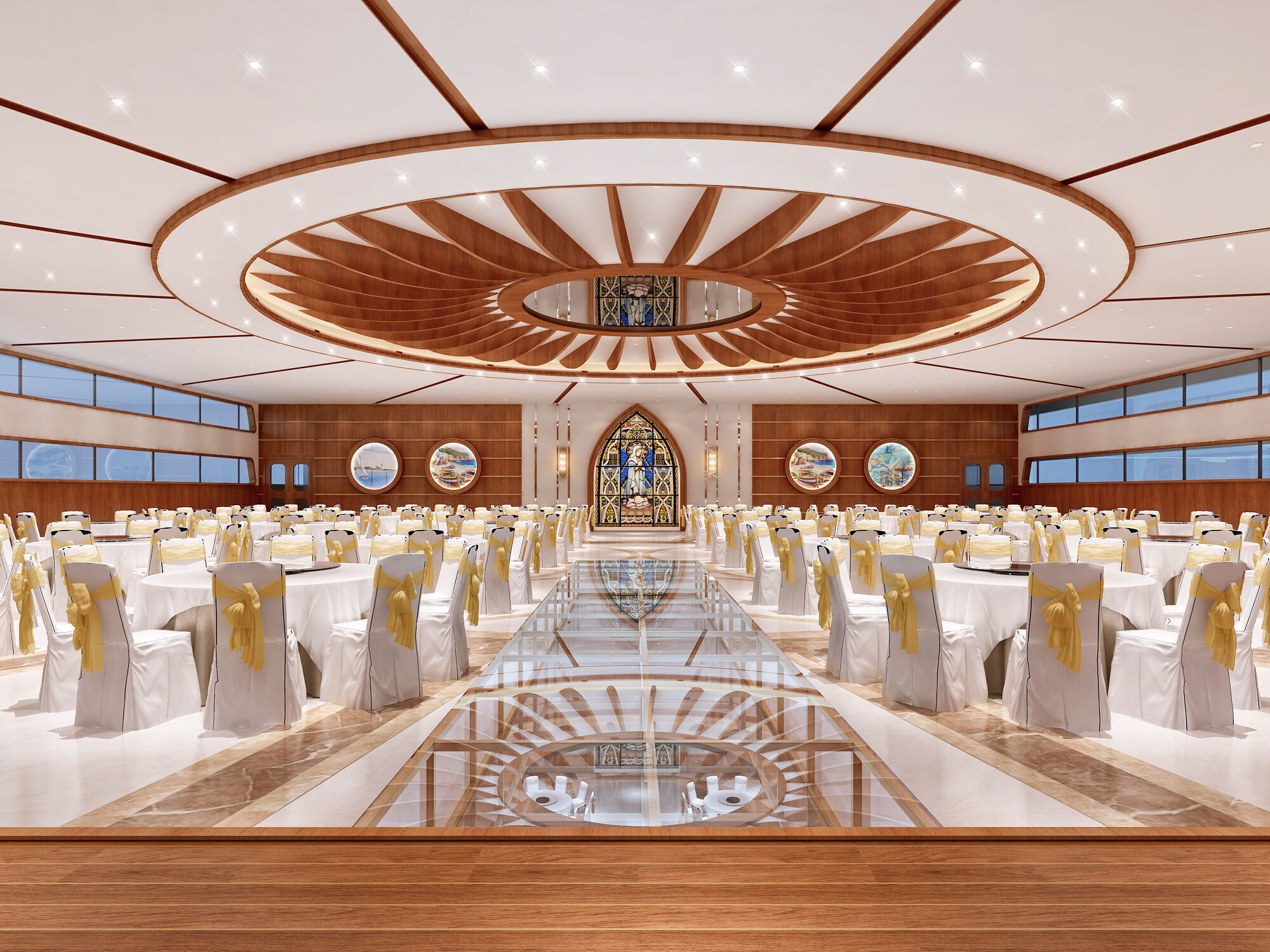 Hotel Banquet Hall 3D model_1