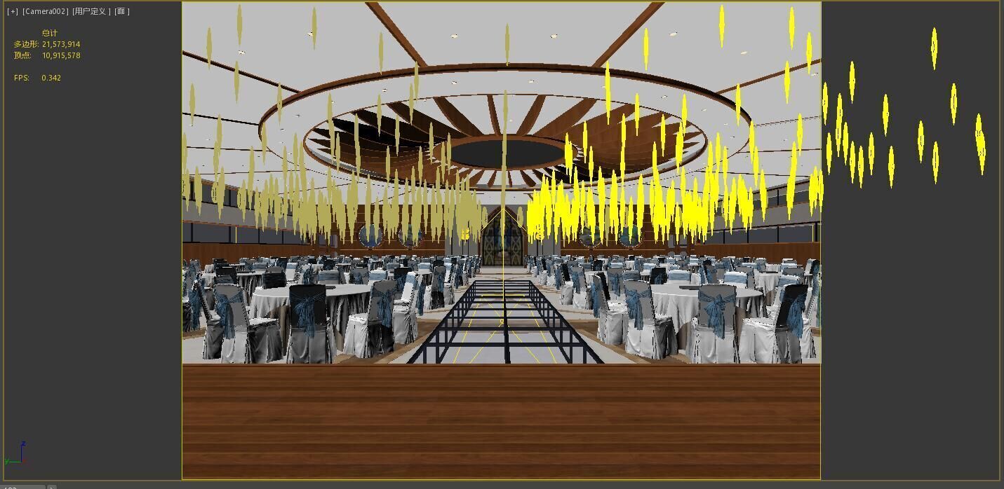 Hotel Banquet Hall 3D model_2