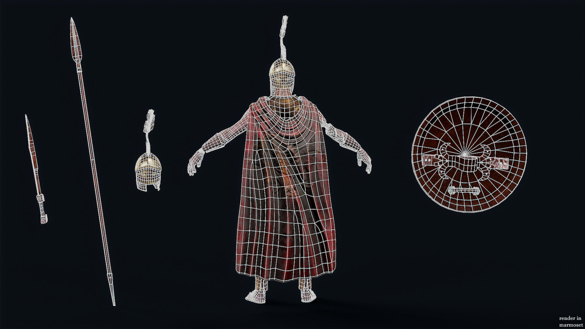 SPARTAN UNDEAD ROYAL HOPLITE  Low-poly 3D model_12