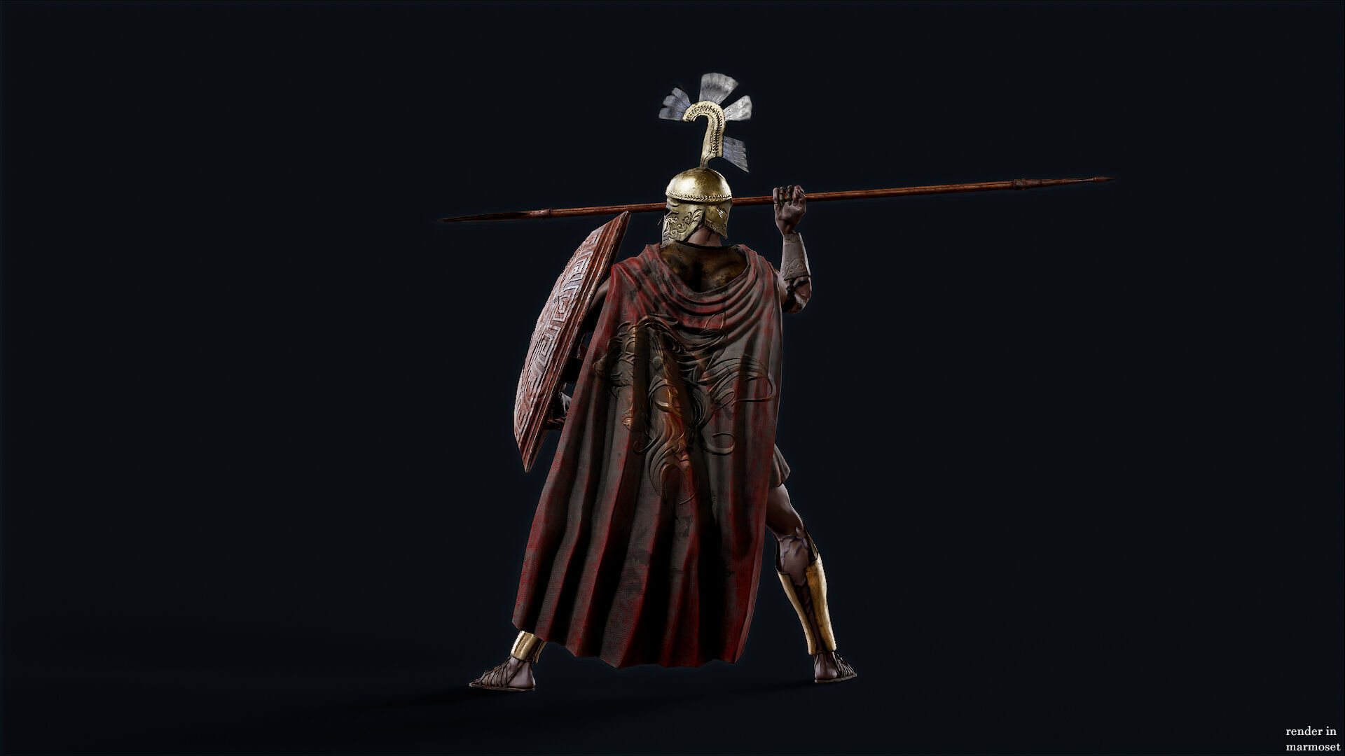 SPARTAN UNDEAD ROYAL HOPLITE  Low-poly 3D model_4