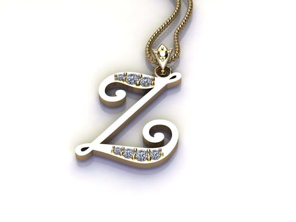 Fancy Font Style Pendant Z 3D print model_4