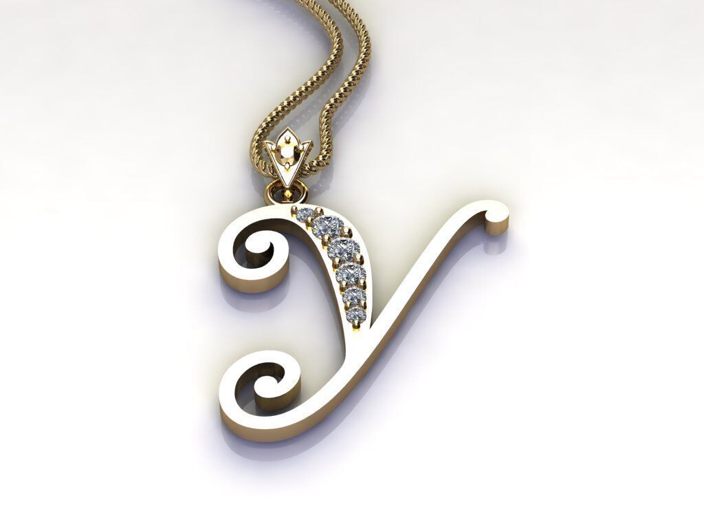 Fancy Font Style Pendant Y 3D print model_4