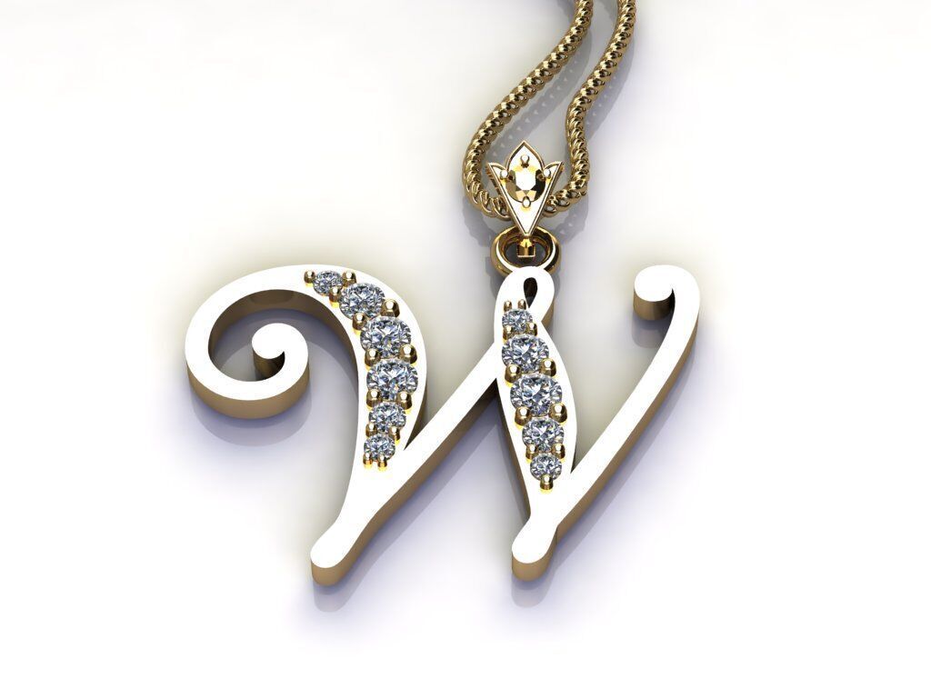 Fancy Font Style Pendant W 3D print model_4