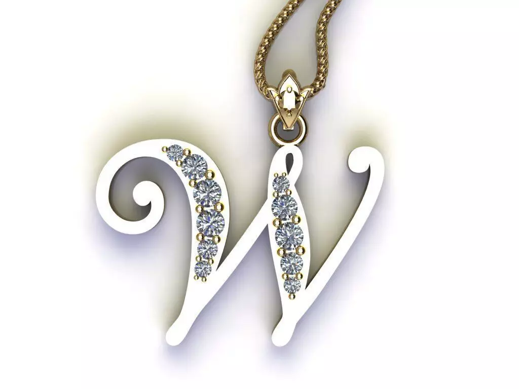 Fancy Font Style Pendant W 3D print model_0