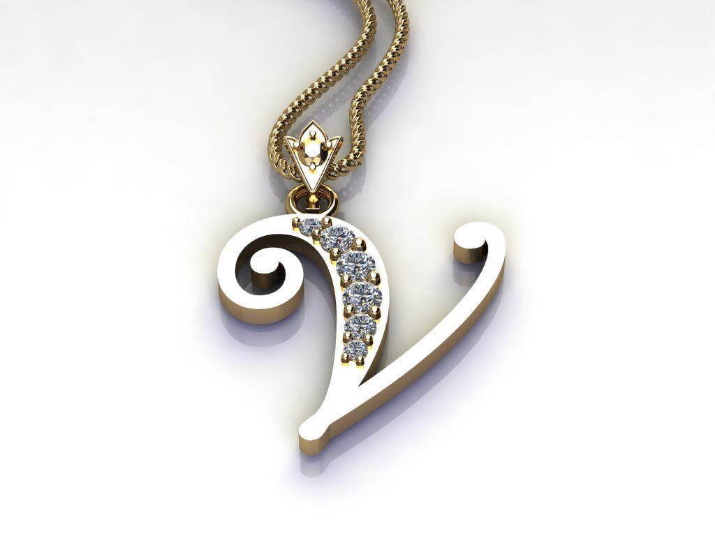 Fancy Font Style Pendant V 3D print model_4