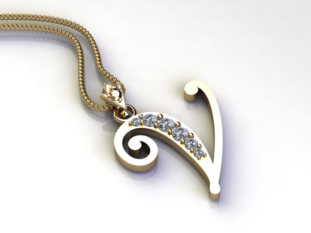 Fancy Font Style Pendant V 3D print model_3