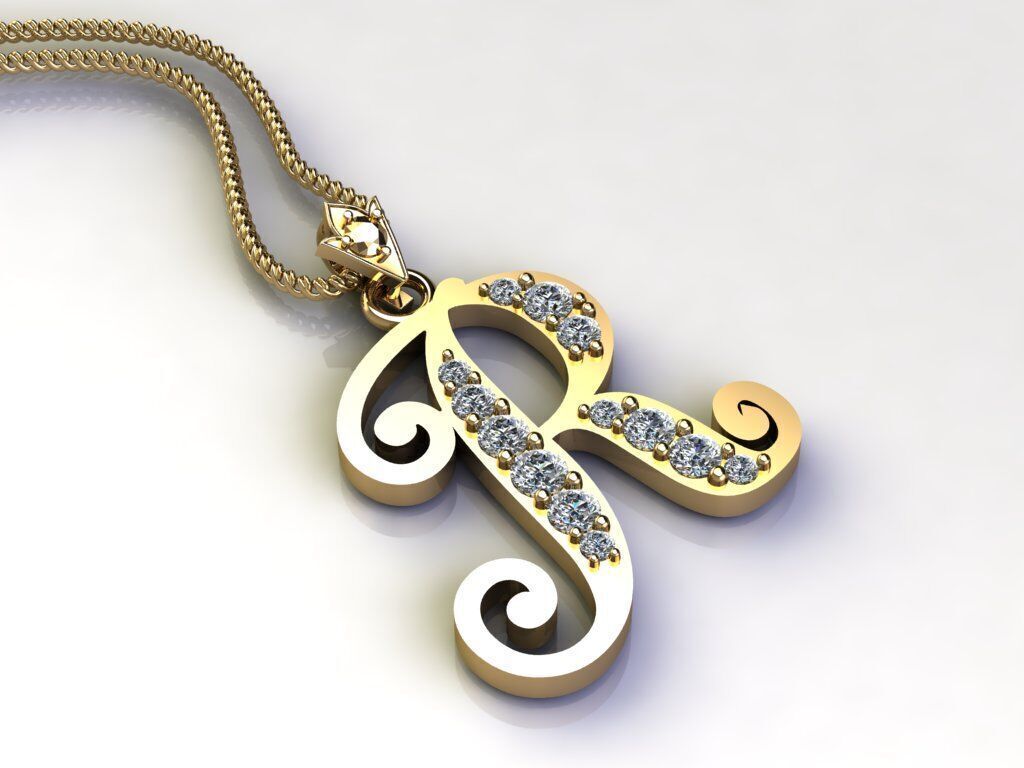 Fancy Font Style Pendant R 3D print model_3