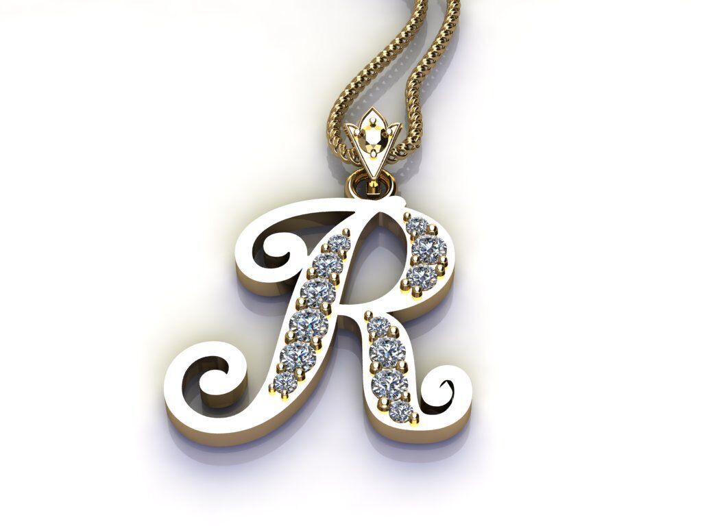 Fancy Font Style Pendant R 3D print model_4