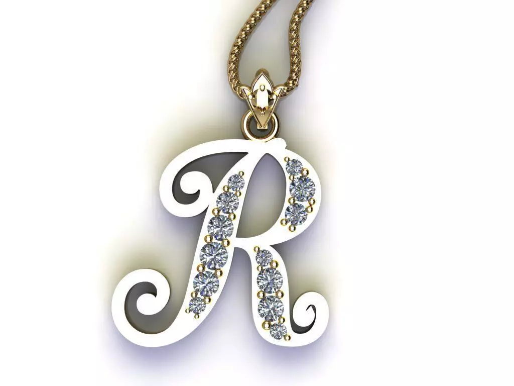 Fancy Font Style Pendant R 3D print model_0