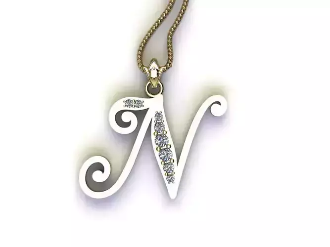 Fancy Font Style Pendant N