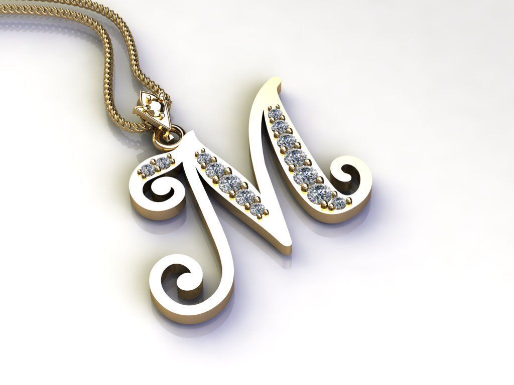 Fancy Font Style Pendant M 3D print model_4