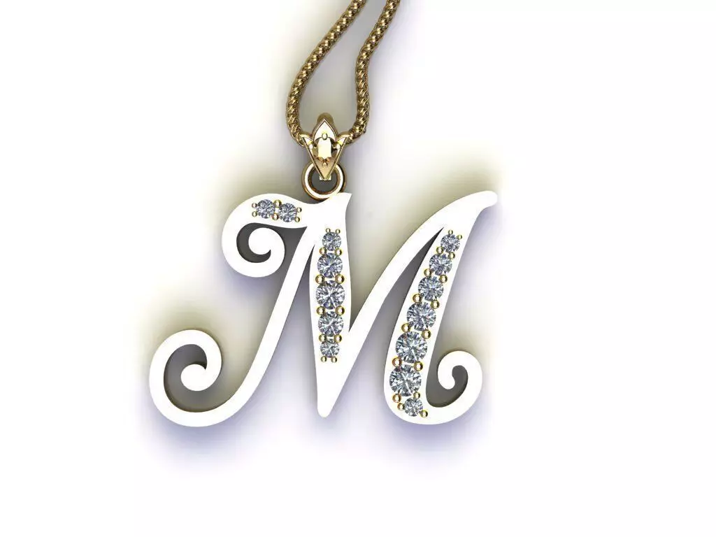 Fancy Font Style Pendant M 3D print model_0