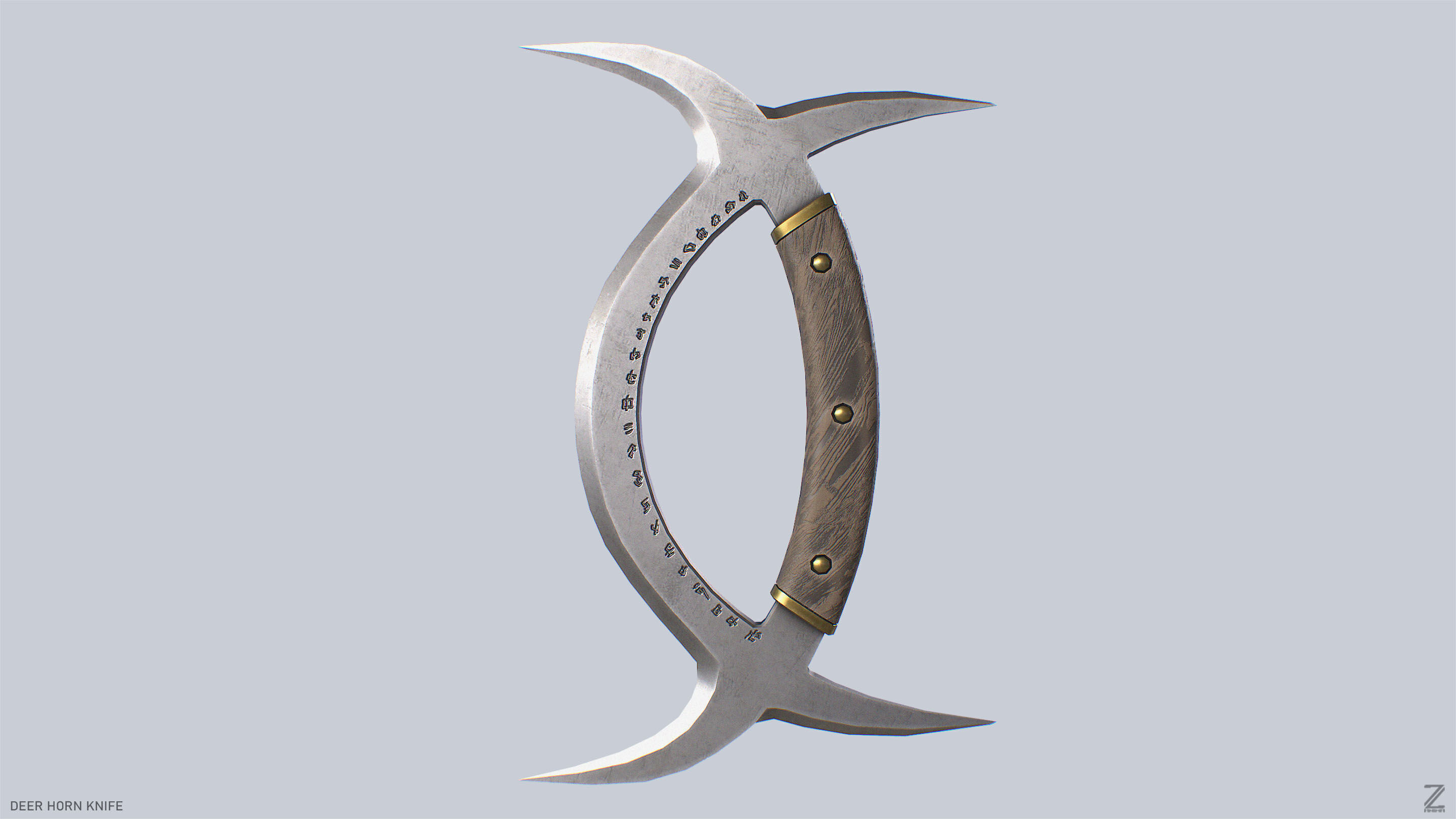 Deer horn knife Low-poly 3D model_4