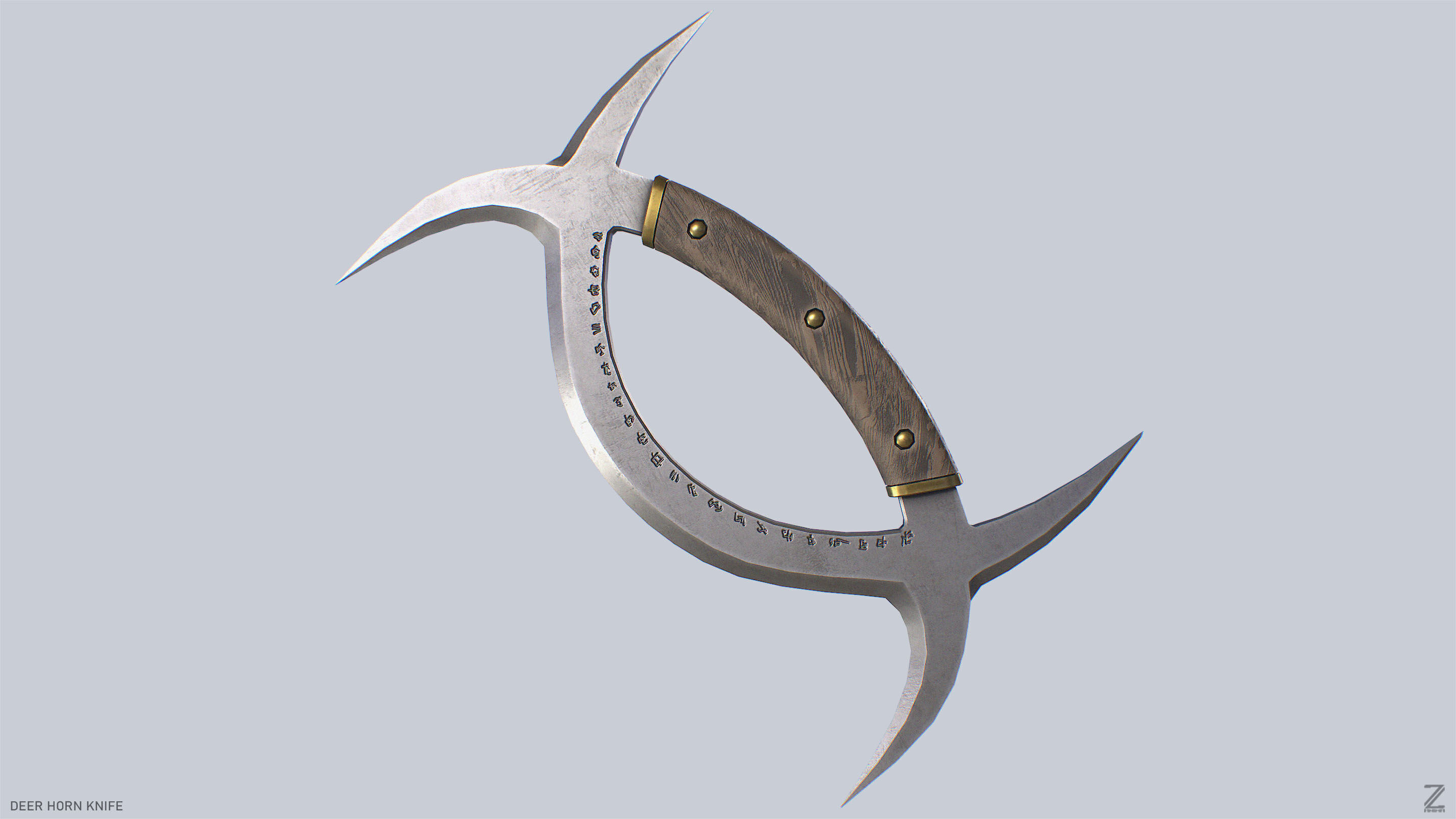Deer horn knife Low-poly 3D model_2