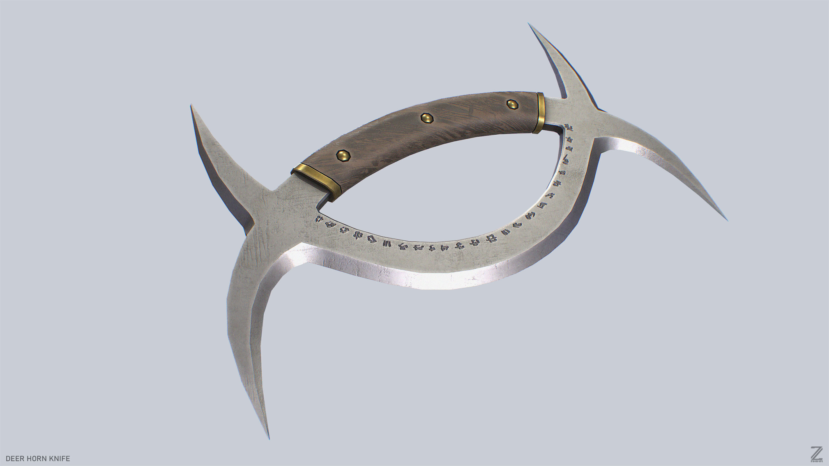 Deer horn knife Low-poly 3D model_8