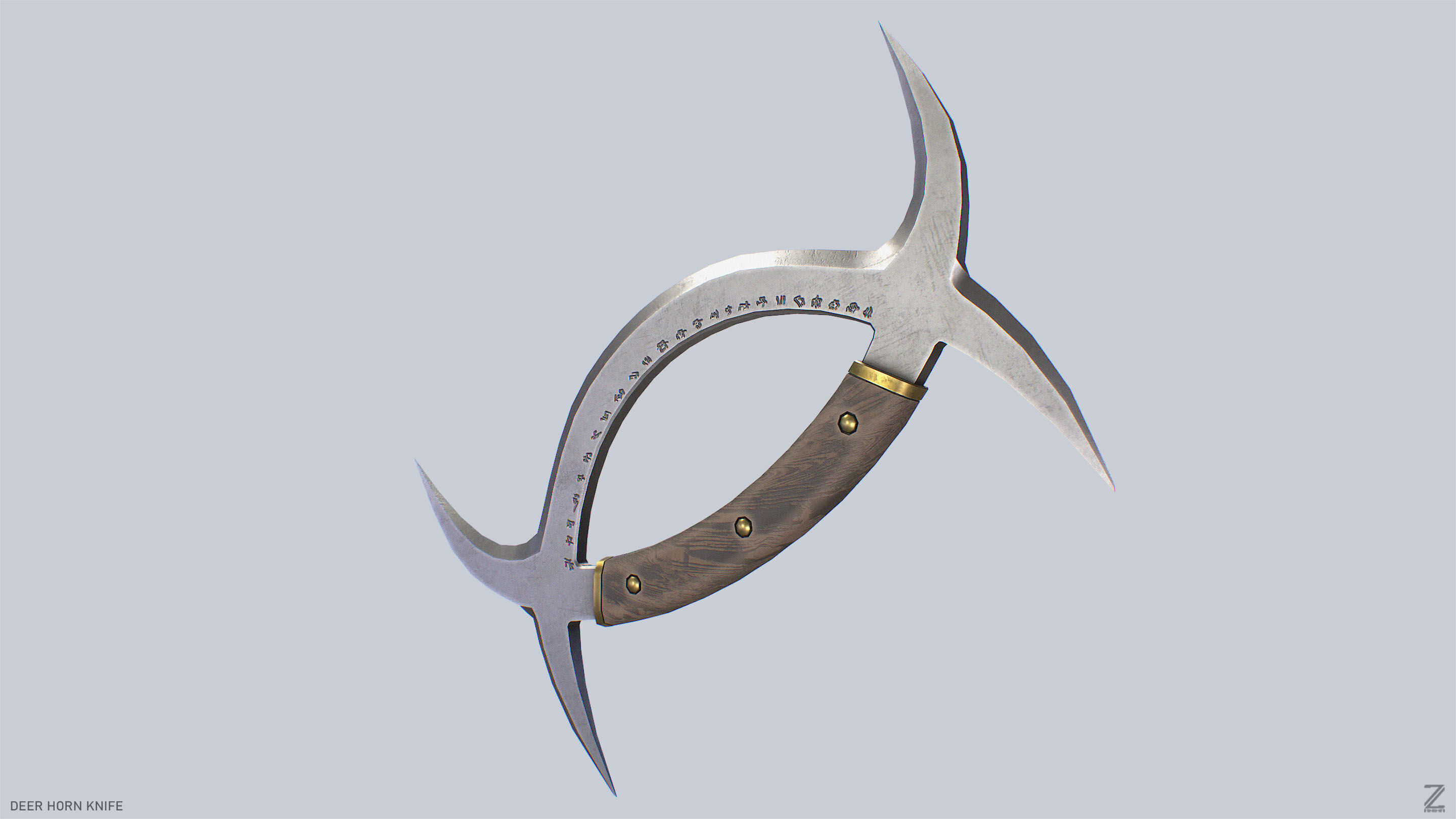 Deer horn knife Low-poly 3D model_9