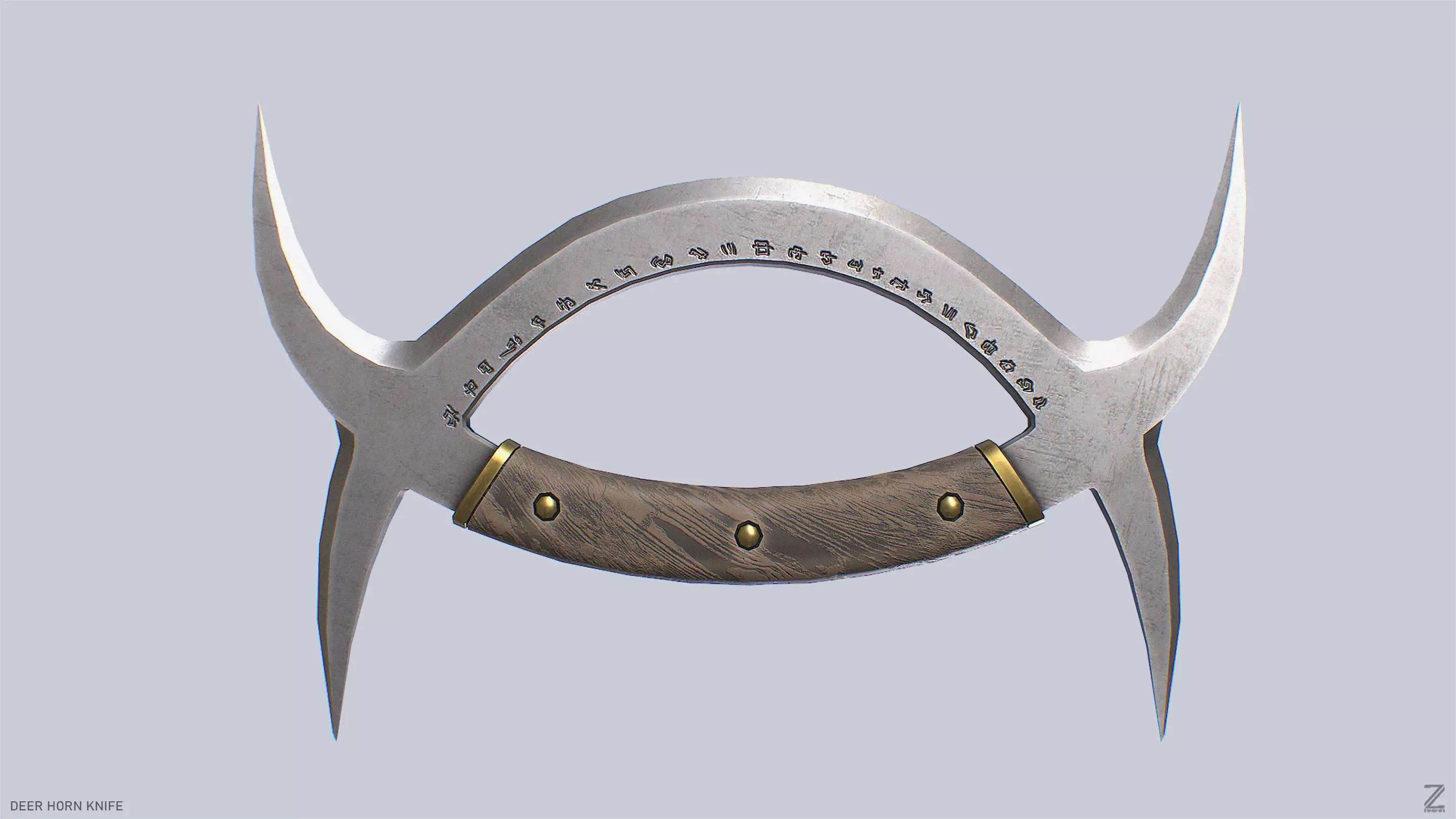 Deer horn knife Low-poly 3D model_0