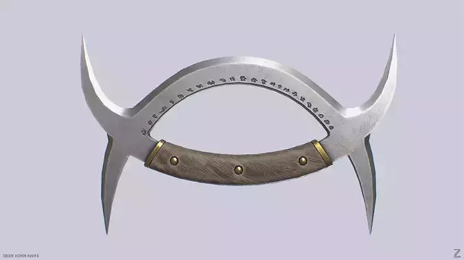 Deer horn knife Low-poly 3D model