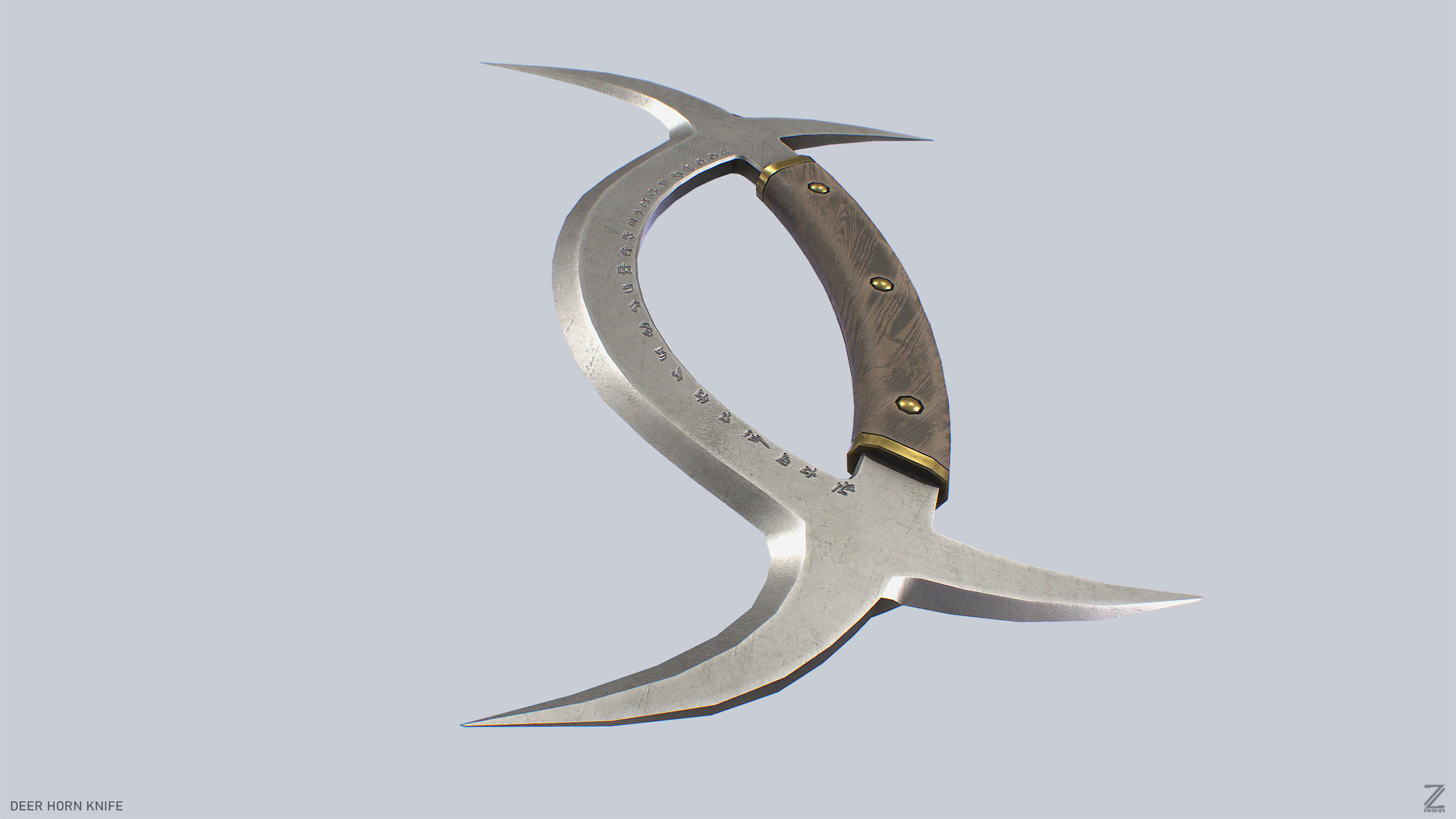 Deer horn knife Low-poly 3D model_6