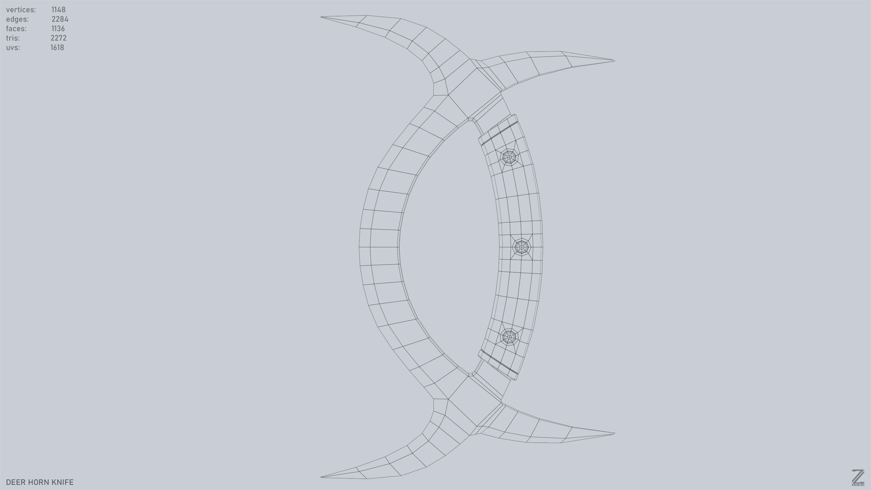 Deer horn knife Low-poly 3D model_10