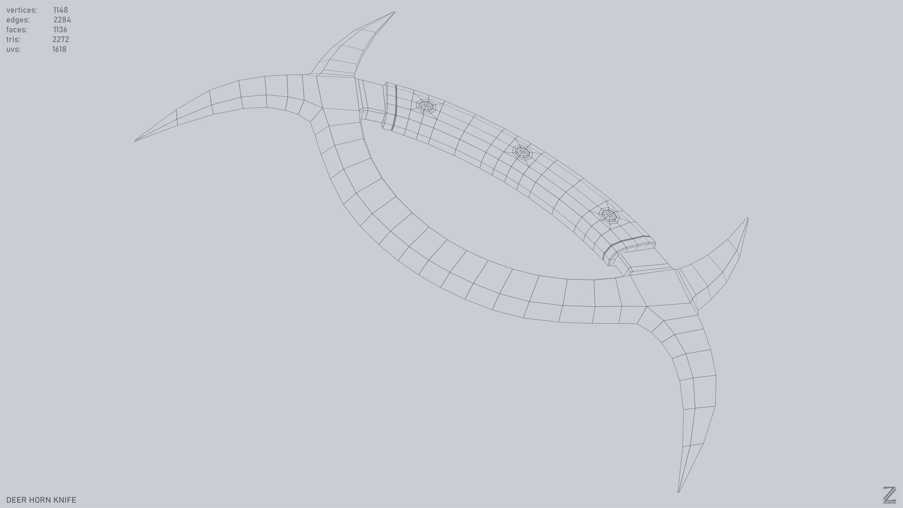 Deer horn knife Low-poly 3D model_14