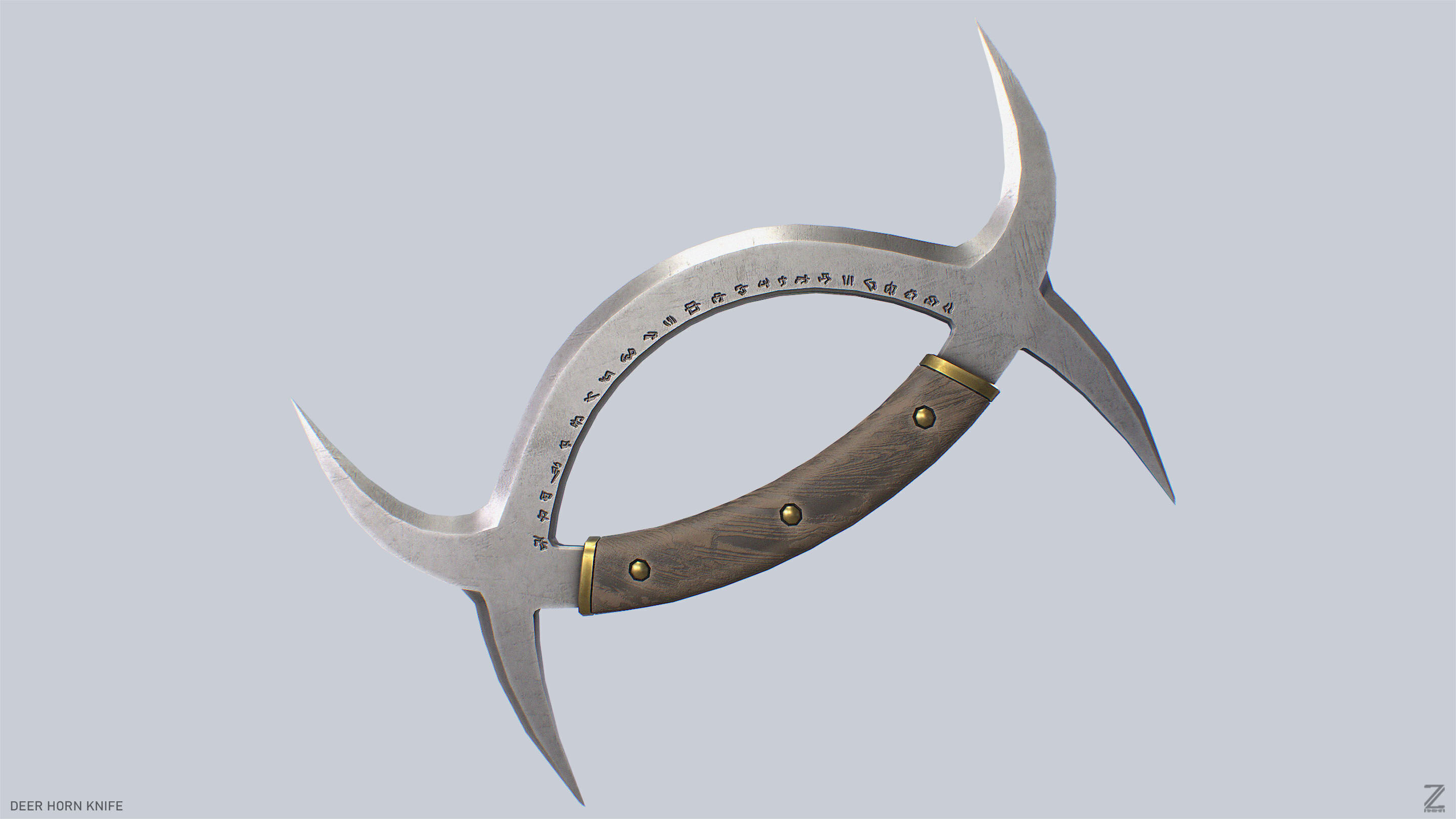 Deer horn knife Low-poly 3D model_5