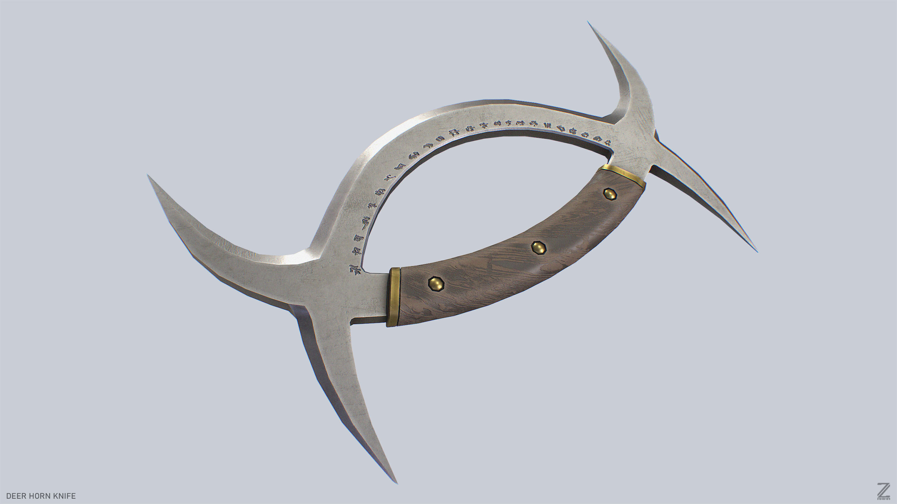 Deer horn knife Low-poly 3D model_7