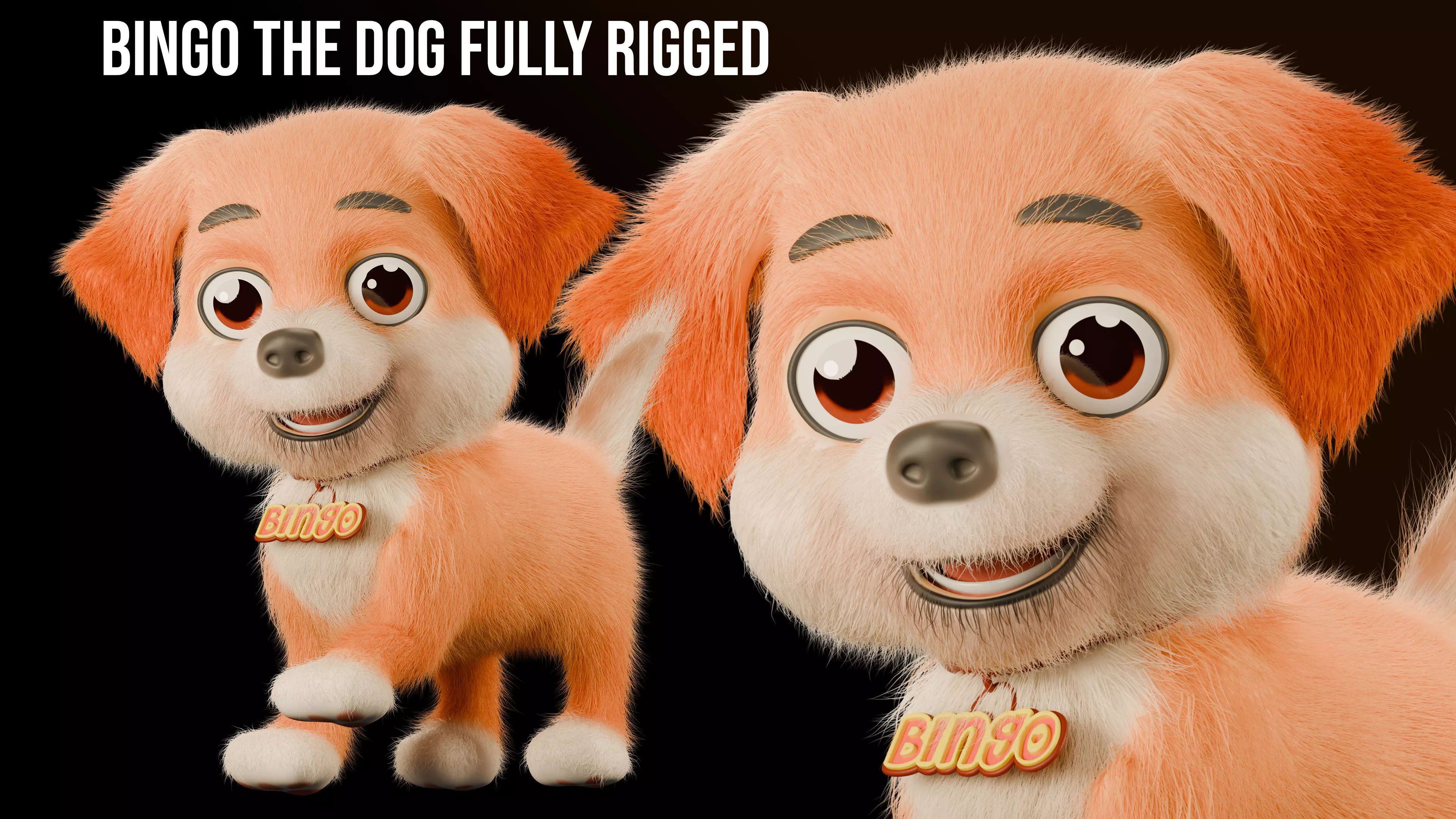 Bingo The Dog Fully Rigged Animation Ready 3D model