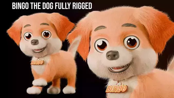 Bingo The Dog Fully Rigged Animation Ready 3D model