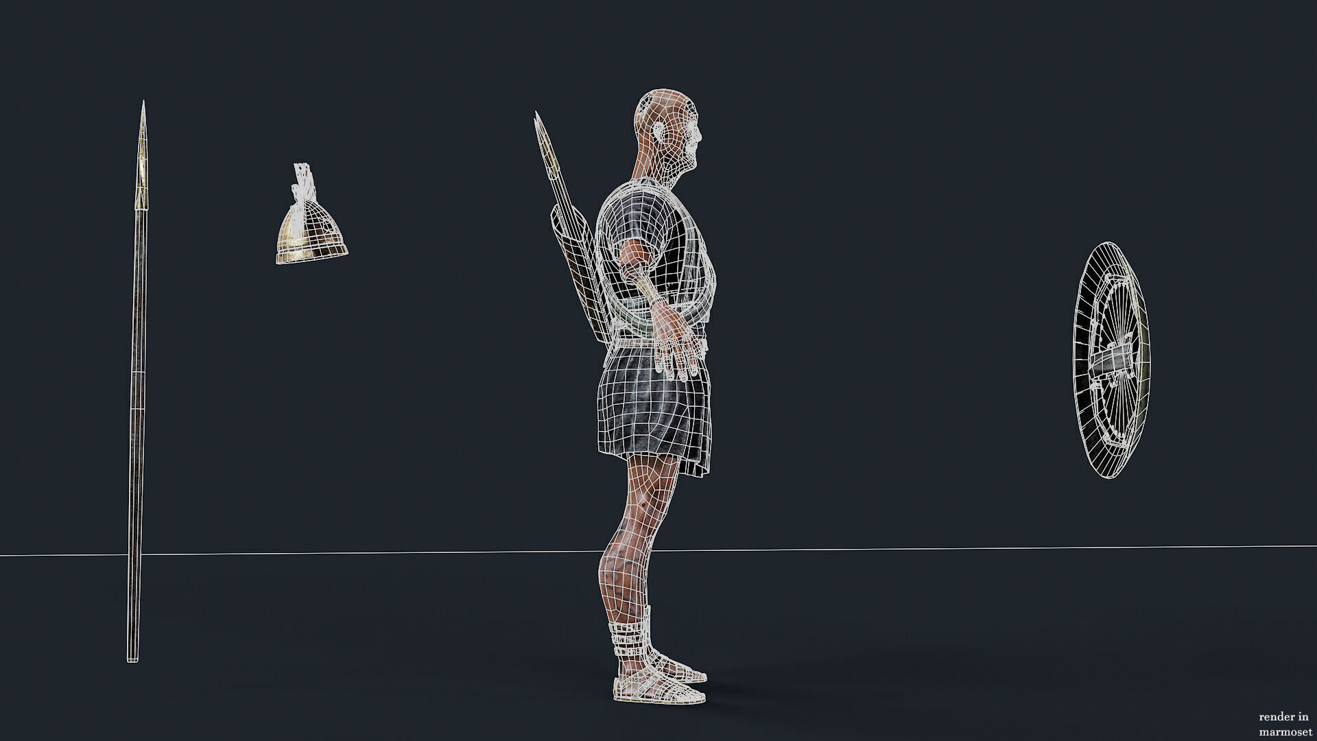 SPARTAN UNDEAD SPEARMAN  Low-poly 3D model_10