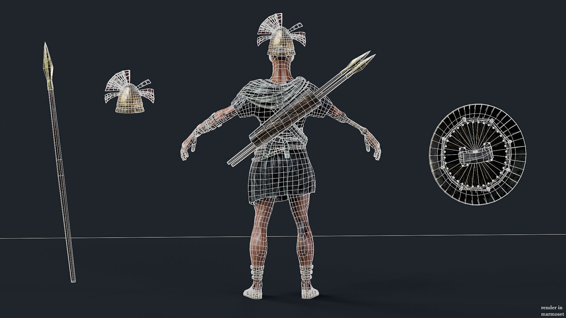 SPARTAN UNDEAD SPEARMAN  Low-poly 3D model_11