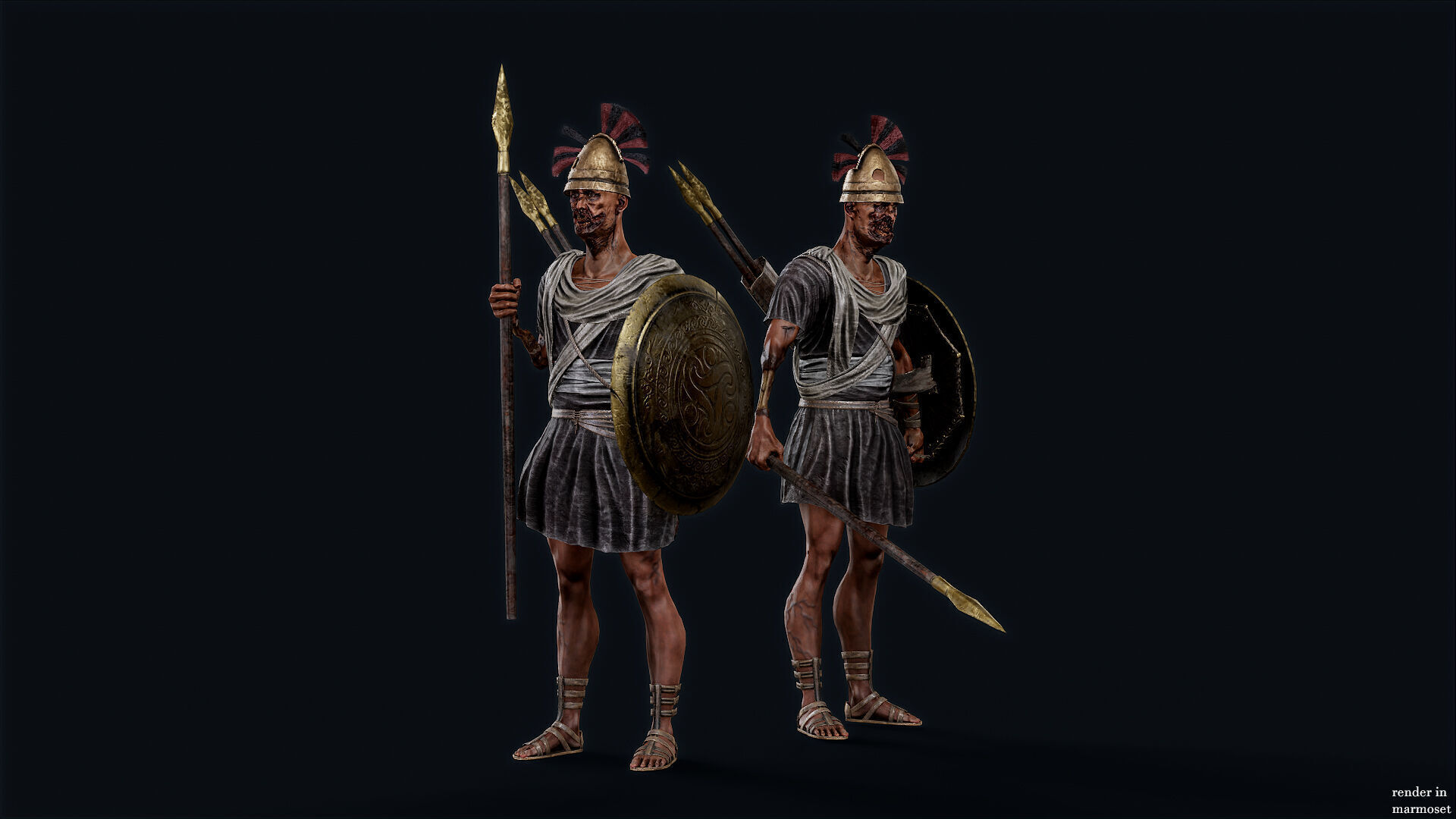 SPARTAN UNDEAD SPEARMAN  Low-poly 3D model_3