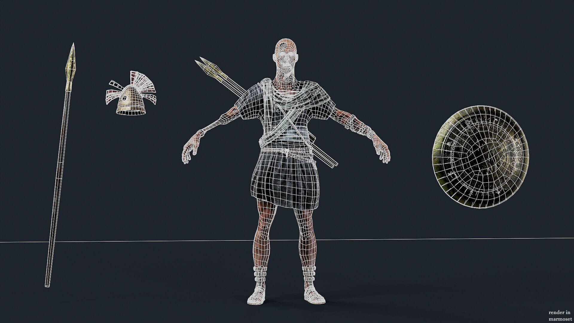 SPARTAN UNDEAD SPEARMAN  Low-poly 3D model_13