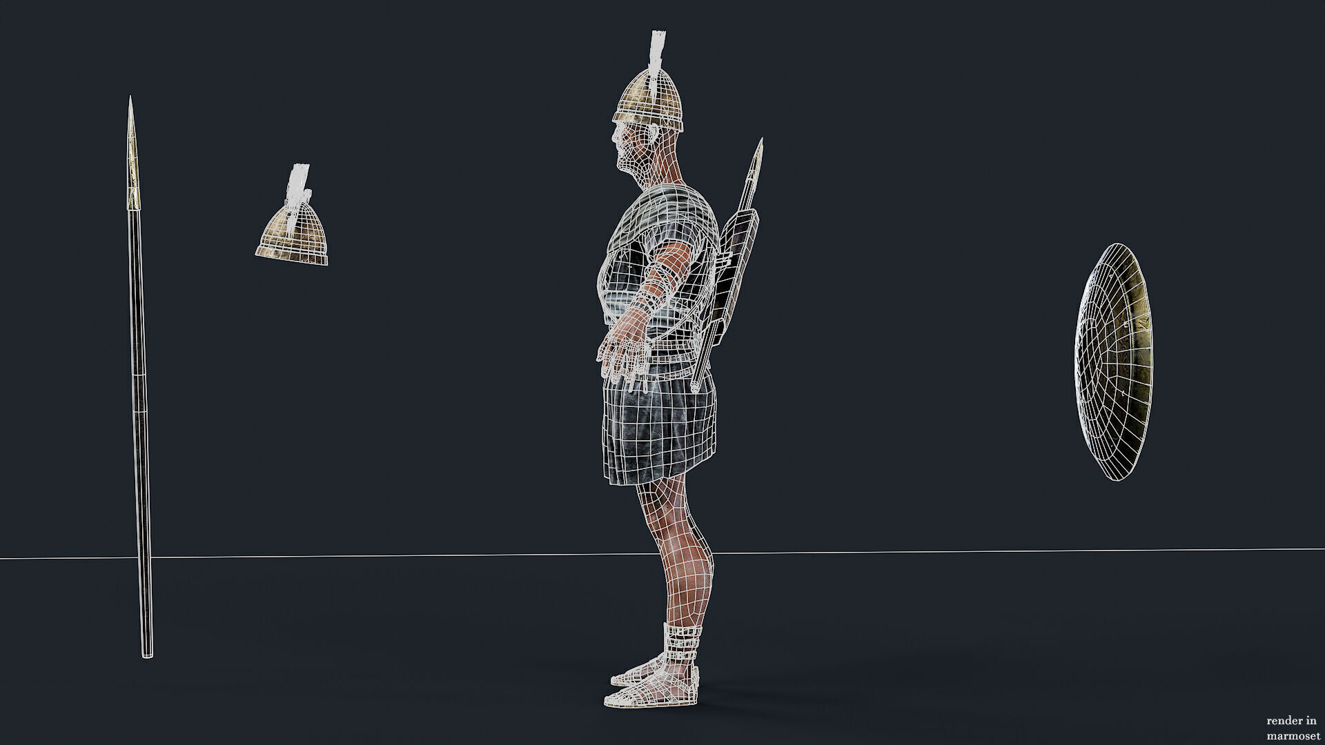SPARTAN UNDEAD SPEARMAN  Low-poly 3D model_12