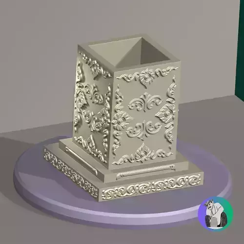 Indian Ethnic Pen Holder Stand Desk Organizer cum Planter Stand 3D print model