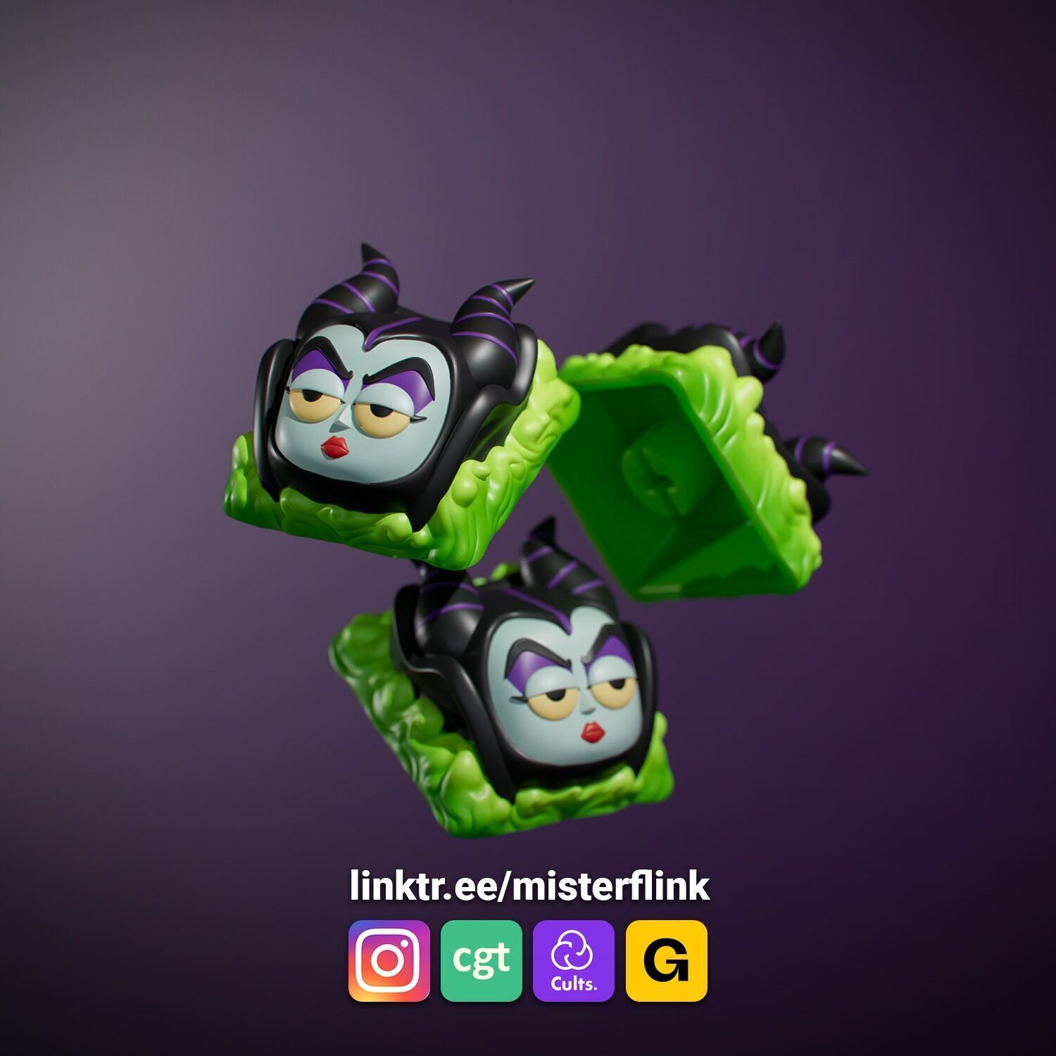 Maleficent - Keycap Cherry MX 3D print model_1
